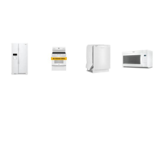 Whirlpool 4 White PKG : 1.7 cf OTR MW, SmoothTop Electric Range Oven, 33 Inch 21 cu. ft. Side-by-Side Refrigerator Exterior Ice and Water Dispenser, 57 dBA Dishwasher Whirlpool 4 White PKG : 1.7 cf OTR MW, SmoothTop Electric Range Oven, 33 Inch 21 cu. ft. Side-by-Side Refrigerator Exterior Ice and Water Dispenser, 57 dBA Dishwasher