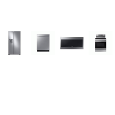 Samsung 4 STAINLESS : Smoothtop Range Convection Oven No-Preheat Air Fry, 2.1cf OTR MW 400CFM, Dishwasher 51DBA 3rd Rack, 36 inch Counter Depth Side by Side Refrigerator EXT WD