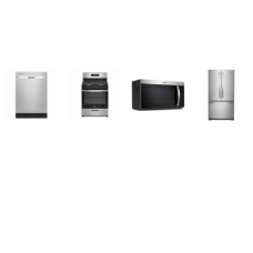 Whirlpool 4 STAINLESS : Gas Range Oven, OTR MW, 55 dBA Dishwasher, 25.2 Cu. Ft. French Door Refrigerator Interior Water Dispenser Factory Installed Ice Maker