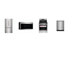 Frigidaire Gallery 4 Smudge-Proof Stainless : Electric Range Air Fry Convection Oven, 1.9CF OTR MW, 42 dBA Dishwasher ENERGY STAR, Counter-Depth French Door Refrigerator Ice Maker Internal Water Dispenser