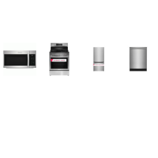 Frigidaire Gallery 4 Stainless : Electric Range Air Fry Convection Oven, 1.9CF OTR MW , 42 dBA Dishwasher, Bottom Freezer Refrigerator Ice Maker Internal Wate