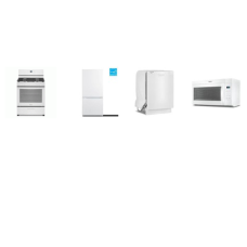 4 WHITE APPLIANCE PACKAGE : GAS RANGE OVEN, DISHWASHER, 1.7CF OTR MW 300CFM, 30 Inch Freestanding Bottom-Freezer Refrigerator 18.7CF 
