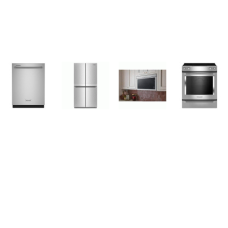 Kitchenaid 4 Stainless : Slide-In Electric Range Convection Oven, Over-The-Range Microwave Flush Built-In Design 400 CFM, 39 DBA Dishwasher, 36 Inch Counter-Depth French 4-Door Refrigerator Ice Maker