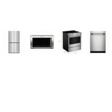 Kitchenaid 4 Stainless : Slide-In Electric Range Convection Oven Air Fry, OTR MW Convection Air Fry, 41DBA Dishwasher, Counter-Depth French 4-Door Refrigerator W/Ice Maker