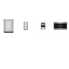 Maytag 4 STAINLESS : Gas Range Convection Oven Air Fry, OTR Microwave Non-Stick Interior, Dishwasher 50 dBA, 36 Inch Wide French Door Bottom Mount Refrigerator Interior WD
