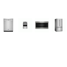 Maytag 4 STAINLESS : Gas Range Convection Oven Air Fry, OTR Microwave Non-Stick Interior, Dishwasher 50 dBA, 31CF French Door Refrigerator Interior WD