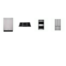 Thor Kitchen 4 Stainless : 36" Electric Cooktop, Double Wall Oven convection, Dishwasher 46 dB, Counter Depth Freestanding French Door Refrigerator Internal Water Ice