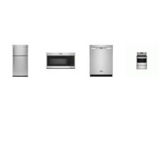 Maytag 4 FINGERPRINT RESISTANT STAINLESS : Smooth Top Electric Range Convection Oven Air Fry,, 1.7 cu. ft. Over-the-Range Microwave , Dishwasher 50 dBA STAINLESS INTERIOR, 33 Inch 21.2 cu. ft. Top-Freezer Refrigerator W/ICE MAKER