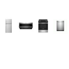 Whirlpool 4 Stainless : Slide In Gas Range Oven Self Clean, Low Profile Microwave Hood 400 CFM, 51dBA 3rd Rack Dishwasher, 30"W 19CF Top-Freezer Refrigerator