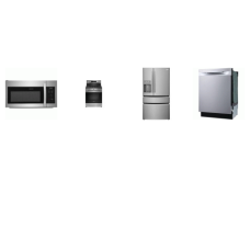Frigidaire 4 Stainless : Gas Range Convection Oven Air Fry, 1.8CF OTR MW, 49 dBA  Dishwasher, 36 Inch Counter-Depth French 4-Door Refrigerator External WD