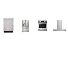 Thor Kitchen 4 Stainless : Tilt Panel Control Commercial Convection Fan GAS RANGE, T-shape HOOD, 46 dB DW, COUNTER DEP FRENCH 4DR REF W/WD