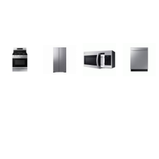 Samsung 4 STAINLESS STEEL PKG: GAS RANGE OVEN Air Fry & Convection, OTR MW, 51dBA 3RD RACK DISHWASHER , 28CF Side-by-Side Smart Refrigerator In-Door Ice Maker 