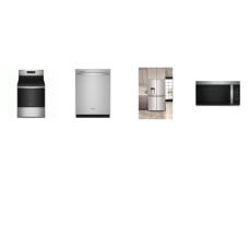 Whirlpool 4 Fingerprint Resistant Stainless :  Electric Range Convection Self-Cleaning Oven Air Fry, OTR MW, Stainless Interior DW, Counter-Depth French 4-Door REF In-Door-Ice Water Auto Ice Maker