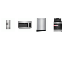 Frigidaire 4 Stainless : ELECTRIC RANGE Convection Air Fry Self Clean OVEN, OTR MW, DW, 33" SBS FRIDGE