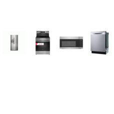 Frigidaire 4 Stainless : ELECTRIC RANGE Convection Air Fry Self Clean OVEN, OTR MW, 49 dBA DW, 33" SBS FRIDGE EXT WD