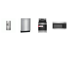 Frigidaire 4 Stainless : ELECTRIC RANGE Convection Air Fry Self Clean OVEN, OTR MW, 52dBA DW, 33" SBS FRIDGE EXT WD