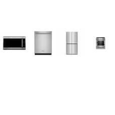 Kitchenaid 4 Stainless : Slide-in Dual Fuel Range Even-Heat True Convection Oven, 2.0CF OTR MW, 44 dBA DW, Counter-Depth French 4-Door Refrigerator Ice Maker