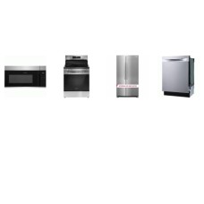 Frigidaire 4 Stainless : Side-by-Side Refrigerator Ice Maker Door Edge Water Dispenser, Dishwasher 49 dBA, 30" Electric Range with Steam Clean, 1.8CF OTR MW 