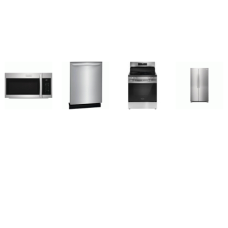 Frigidaire 4 Stainless : Electric Range Steam Clean, 1.9OTR Microwave 400 CFM, Dishwasher 52dBA, 26CF Side-by-Side Refrigerator 