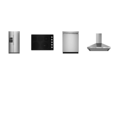 Kitchenaid 4 Stainless : 30 inch Electric Cooktop 5 Elements, Canopy Hood 400 CFM, 47 dBA DW, Counter-Depth Side-by-Side Refrigerator WD