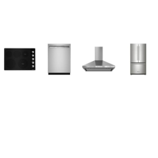 Kitchenaid 4 Stainless : 30 inch Electric Cooktop 5 Elements, Canopy Hood 400 CFM, 47 dBA DW, Counter-Depth French Door Refrigerator Internal WD