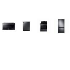 SAMSUNG 4 BLACK STAINLESS :Electric Range Convection+ Oven Air Fry , Dishwasher 48 dBA, 2.1cf OTR MW 400CFM, 33 Inch Counter Depth French Door W/ICE