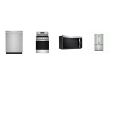 Whirlpool 4 Stainless : GAS RANGE CONVECTION OVEN AIR FRY, OTR MW, 47dBA DW, 31CF French Door Bottom Mount Refrigerator Interior Water Dispenser 