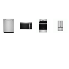 Whirlpool 4 Stainless : GAS RANGE CONVECTION OVEN AIR FRY, OTR MW, 47dBA DW, 31CF French Door Bottom Mount Refrigerator Interior Water Dispenser 