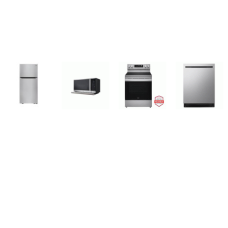 LG 4 STAINLESS PKG : SMOTHTOP RANGE ProBake Convection OVEN Air Fry, 2.1CF OTR MW ExtendaVent 400CFM, 44dB TrueSteam Dishwasher, 20CF 30"W Top Freezer Refrigerator