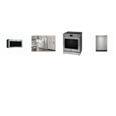 Frigidaire Professional 4 Smudge-Proof Stainless : Slide In Electric Range Convection Oven Air Fry, Convection OTR Microwave, Dishwasher 45dBA 3 Racks, Counter Depth Side by Side Refrigerator WD