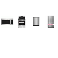 Frigidaire Gallery 4 STAINLESS : Electric Range Convection Oven Air Fry, 1.9CF OTR MW 400 CFM, Dishwasher 42 dB, Side-by-Side Refrigerator Internal Water Dispenser