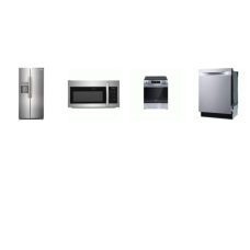 Frigidaire 4 STAINLESS : SLIDE IN ELECTRIC RANGE OVEN, OTR MW, 49 dBA 24" Stainless Tub Dishwasher, 36" Counter Depth Side by Side Refrigerator