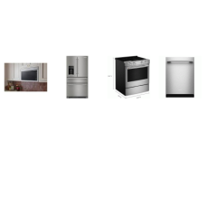 Kitchenaid 4 Stainless :  Electric Slide-In Convection Range Oven Air Fry, OTR MW Flush Built-In Design, Third Level Jet 41 DBA DW, 26.2 Cu. Ft. 4-Door French Door Refrigerator with Platinum Interior EXT WD