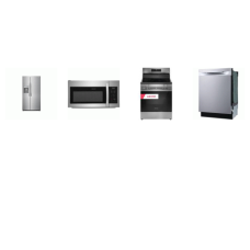 FRIGIDAIRE 4 STAINLESS PKG : ELECTRIC RANGE CONVECTION OVEN AIR FRY, 1.8CF OTR MW, Dishwasher 49dBA STAINLESS INTERIOR, Gallery 26CF SBS FRIDGE EXT WD