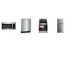 4 STAINLESS PKG : ELECTRIC RANGE CONVECTION OVEN AIR FRY, 1.8CF OTR MW, Dishwasher 52dBA Energy Star, 30"W 20CF Top Freezer Refrigerator