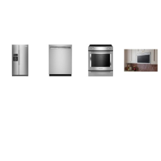 Kitchenaid 4 Stainless : Electric Slide-In Convection Range Oven, OTR Microwave Flush Built-In Design, 47 DBA Dishwasher, Side-by-Side Refrigerator Exterior Ice and Water Dispenser IN-DOOR-ICE