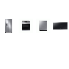 Samsung 4 Stainless : Slide-In Induction Smart Range Self Oven, 2.1 CF OTR MW 400CFM, 51dBA Dishwasher 3rd Rack, Side-by-Side Refrigerator