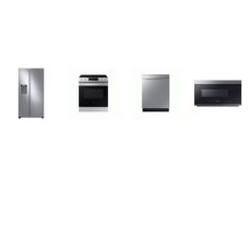 Samsung 4 Stainless : Slide-In Induction Smart Range Self Oven, 2.1 CF OTR MW Auto Dimming Glass Touch Controls, 51dBA Dishwasher 3rd Rack, Side-by-Side Refrigerator