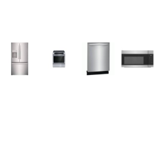 Frigidaire 4 STAINLESS : Induction Slide In Range Convection Bake Oven, 1.7CF OTR MW, Dishwasher 52dBA, Counter Depth French Door Refrigerator EXT WD