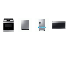 Samsung 4 STAINLESS : Slide-In Gas Smart Range Self Clean Oven, 2.1CF OTR MW 400CFM, 51dBA DW 3RD RACK, Counter Depth 3-Door French Door Refrigerator EXT WD 