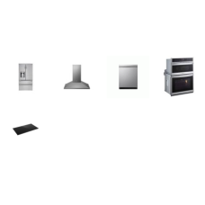 LG 5 STAINLESS PKG : 36" Induction Cooktop, 36" Wall Mount Chimney Hood, 30" Smart Combination Wall Oven Microwave True Convection Air Fry, Dishwasher 44 DB, 4-Door French Door Refrigerator EXT WD