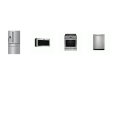 Frigidaire Professional 4 Stainless: 30" Gas Range Convection Oven Air Fry, 1.9CF OTR Microwave Convection Air Fry, 24" Stainless Tub Dishwasher 45dBA, French 4-Door Refrigerator WD