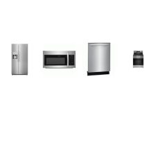 Frigidaire 4PCS STAINLESS : Gas Range Convection Oven Air Fry, 1.8CF OTR MW, Dishwasher 52dba, SIDE BY SIDE Refrigerator External Ice/Water Disp