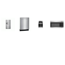 Frigidaire 4PCS STAINLESS : Gas Range Convection Oven Air Fry, 1.7CF OTR MW, Dishwasher 52dba, Gallery 36" Side by Side Refrigerator Ext WD