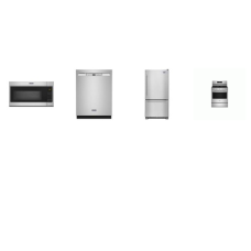 Maytag 4 STAINLESS : Gas Range Convection Oven Air Fry, Over-the-Range Microwave, 50 dB Dishwasher, 30 Inch Bottom-Freezer Refrigerator Ice Maker