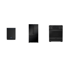 Thor Kitchen Gordon Ramsay Series 3 BLACK :  30 Inch Professional Electric Range True Convection Oven Tilt Panel Touch Control, 24 Inch Dishwasher 49 dBa, 36 Inch 20.3 cu ft French Door Counter Depth Refrigerator with Ice Maker