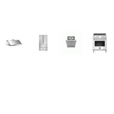 Bertazzoni 4 STAINLESS PKG : Electric Range European Convection Oven, Hood 400 CFM 56 dBA, Dishwasher 3rd Rack 42 dBA, 36" Counter Depth 4-Door French Door Refrigerator Ice Maker