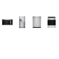 Whirlpool 4 Fingerprint Resistant Stainless : Slide in Electric Range True Convection Oven Air Cooking , 1.9CF OTR MW, Dishwasher 41 dBA, French 4-Door Bottom Mount Refrigerator Exterior Water Dispenser Maximum Ice Capacity