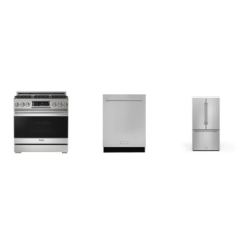 Thor Kitchen Gordon Ramsay Collection 3 Stainless : 36 Inch Gas Range True Convection OVEN, Dishwasher 49 dBa, French Door Counter Depth Refrigerator Ice Maker