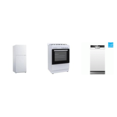 ELEMENT 3 APT SIZE WHITE APPLIANCE PKG : 24" GAS RANGE OVEN, 18" DISHWASHER, 24" 10.1 Cu. Ft. Top Freezer Refrigerator